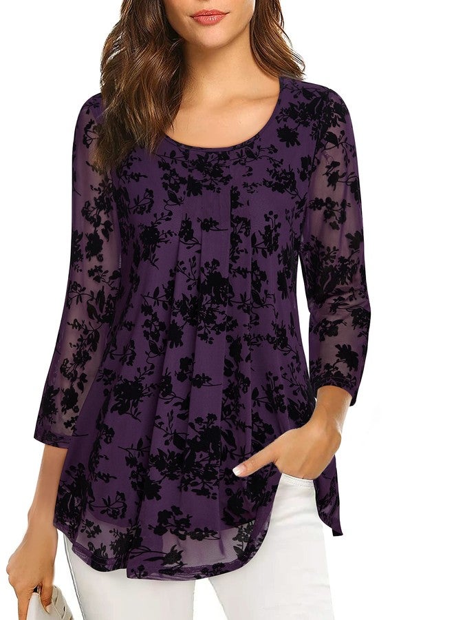 VALOLIA Womens Tops, Elegant Clothes for Women Tops Casual Elegant Spring Blouses for Women 2025 Half Sleeve Layered A Line Shirts Woman Deep Violet X-Large - Image 1